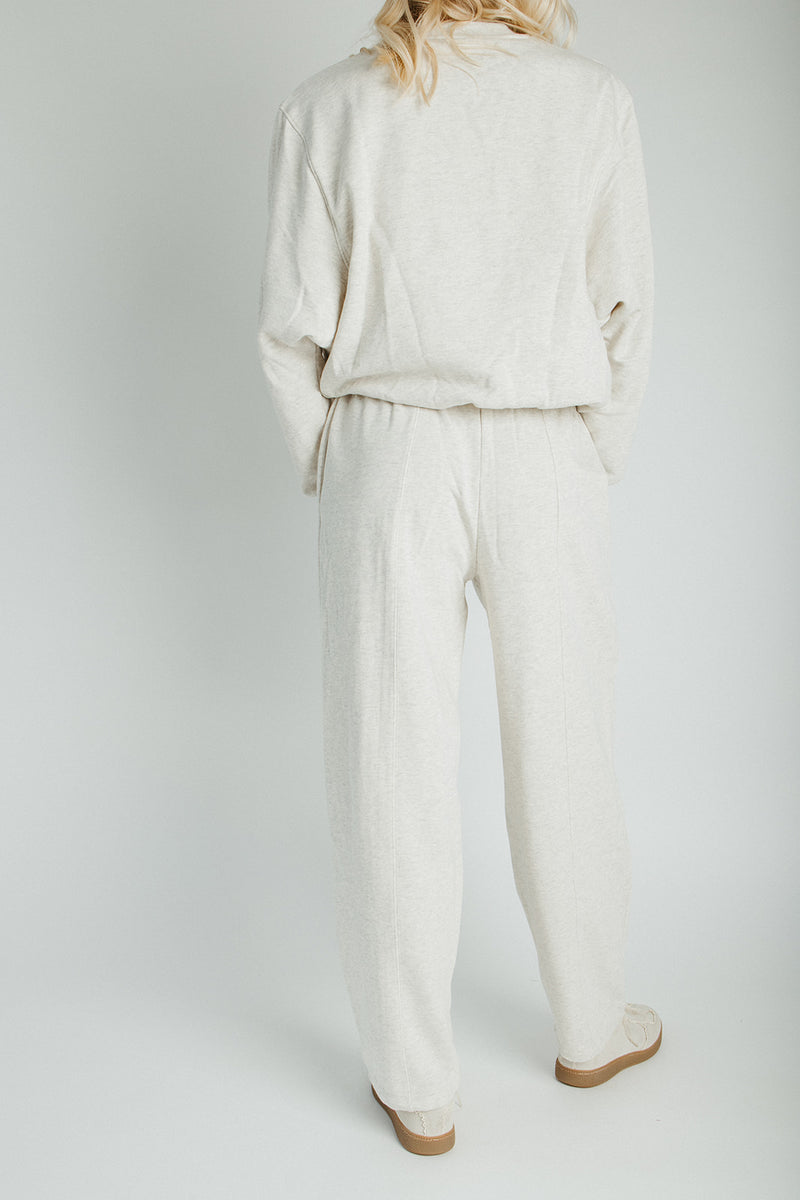 The Goldie Bubble Hem Pullover in Heathered Oat