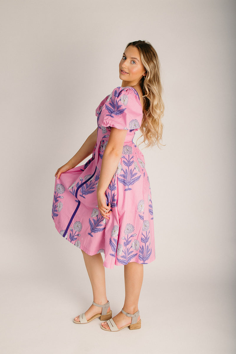 midi pleated dress The Hollin Pleated Detail Midi Dress in Pink – Piper & Scoot