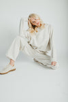 The Goldie Bubble Hem Pullover in Heathered Oat