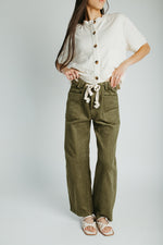 The Suzie Belted Corduroy Pant in Olive