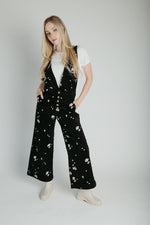 The Ammons Corduroy Embroidered Jumpsuit in Washed Black