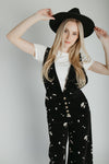 The Ammons Corduroy Embroidered Jumpsuit in Washed Black