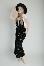 The Ammons Corduroy Embroidered Jumpsuit in Washed Black