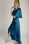 The Busbee Floral Wrap Dress in Emerald Multi