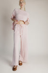 The Rosberg Quilted Peplum + Pant Set in Blush
