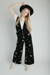 The Ammons Corduroy Embroidered Jumpsuit in Washed Black