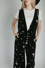 The Ammons Corduroy Embroidered Jumpsuit in Washed Black