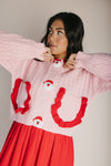 The Santa Button-Up Knit Cardigan in Pink