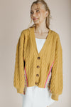 The Alberts Floral Printed Cardigan in Mustard + Pink