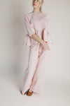 The Rosberg Quilted Peplum + Pant Set in Blush