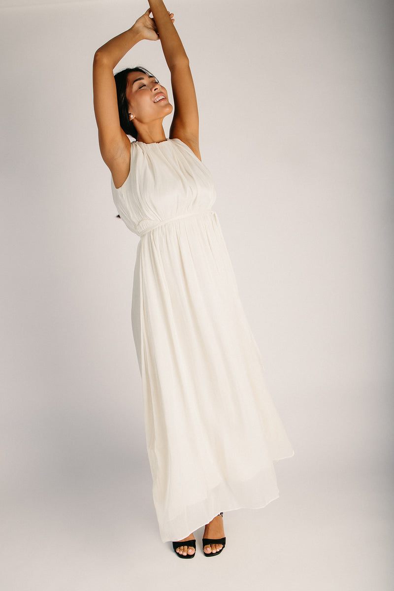 The Morton Tank Maxi Dress in Beige Small