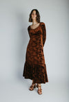 The Wilkey Velvet Embossed Maxi Dress in Mocha