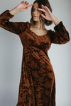 The Wilkey Velvet Embossed Maxi Dress in Mocha