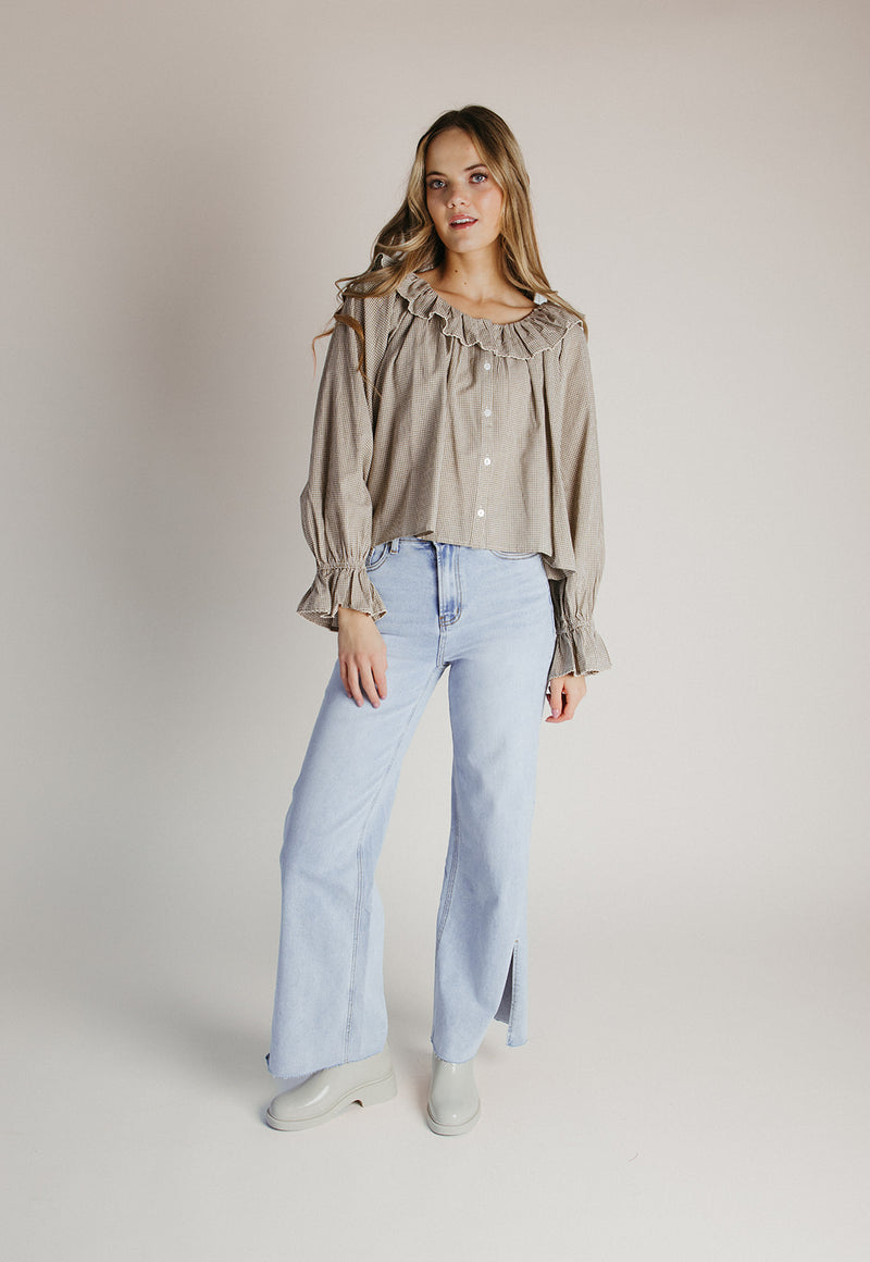 The Madden Side Slit Wide Leg Jean in Light Denim