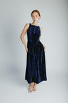 The Samson Velvet Midi Dress in Navy