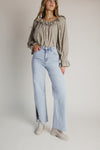 The Madden Side Slit Wide Leg Jean in Light Denim