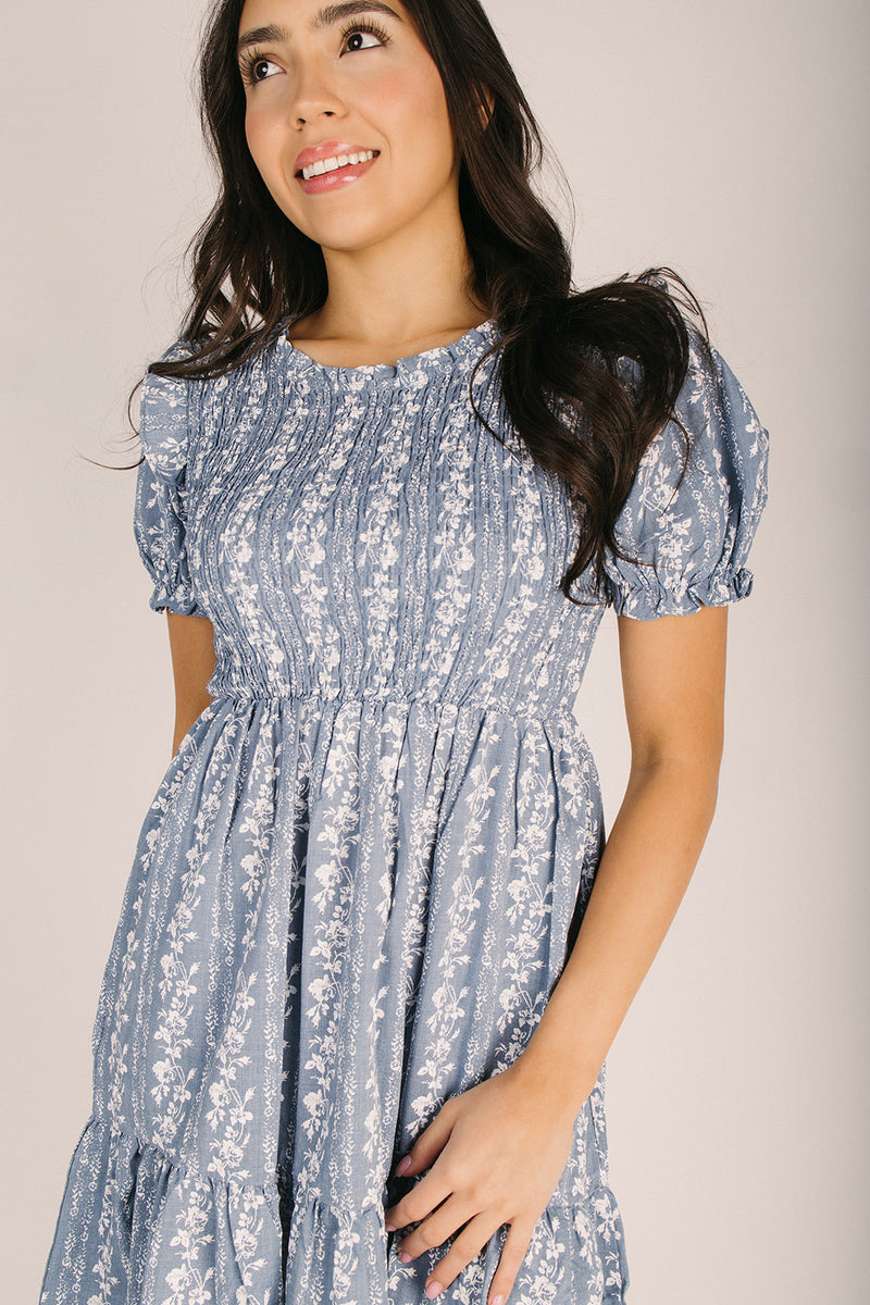 denim babydoll dress puff sleeve Women's Summer Babydoll Denim Dress Button Down Short Sleeve Puff Sleeve  Flowy Jean Dress