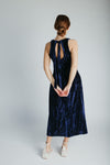 The Samson Velvet Midi Dress in Navy