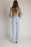 The Madden Side Slit Wide Leg Jean in Light Denim