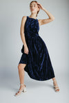 The Samson Velvet Midi Dress in Navy