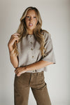 The Inez Button-Up Cardigan in Mushroom