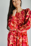 The Kensley Smocked Bodice Maxi Dress in Red Floral