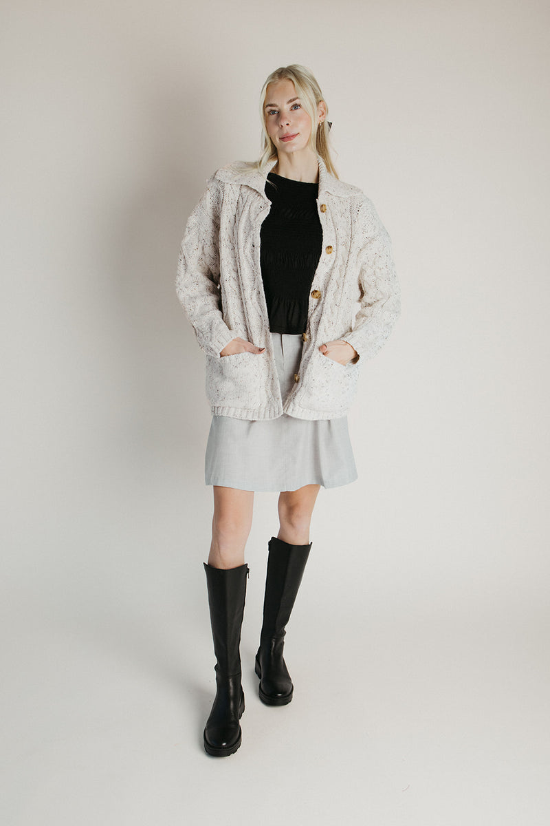 The Emmett Button-Up Knit Cardigan in Heather Grey