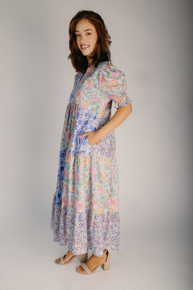 The Blackford Tiered Midi Dress in Periwinkle Floral – Piper & Scoot
