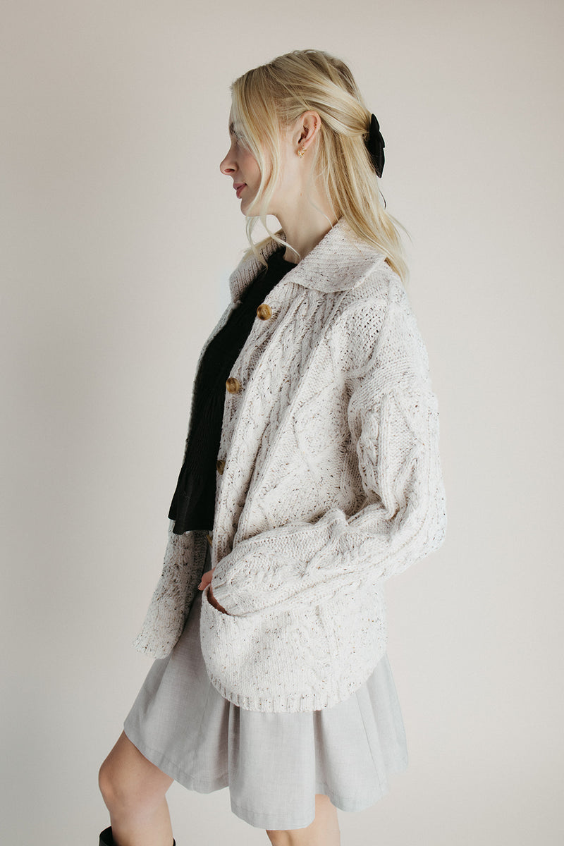 The Emmett Button-Up Knit Cardigan in Heather Grey