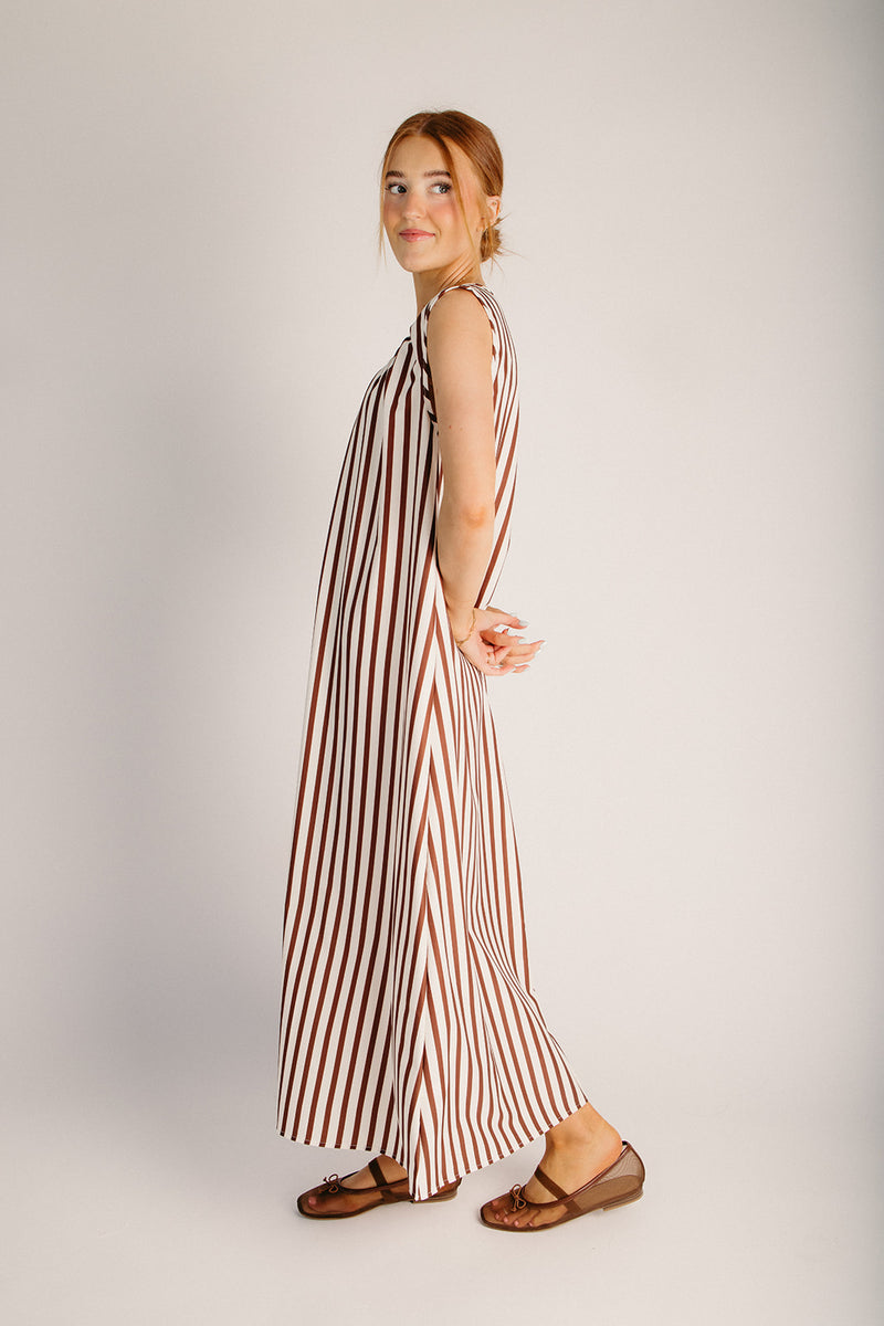 The Fredrickson Striped Maxi Dress in Brown + White – Piper & Scoot