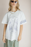 The Mila Flower Graphic Tee in Ivory + Navy