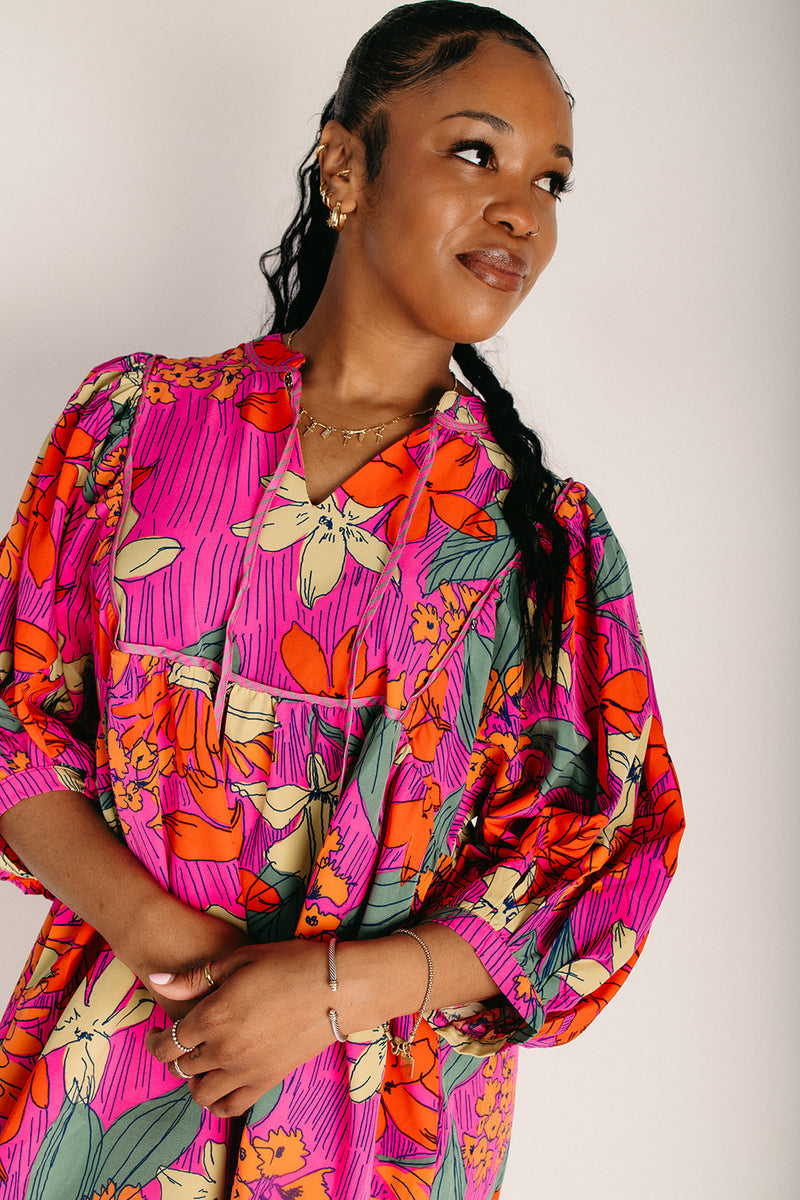neon dress clothes The Virden Tropics Print Dress in Neon Pink – Piper & Scoot
