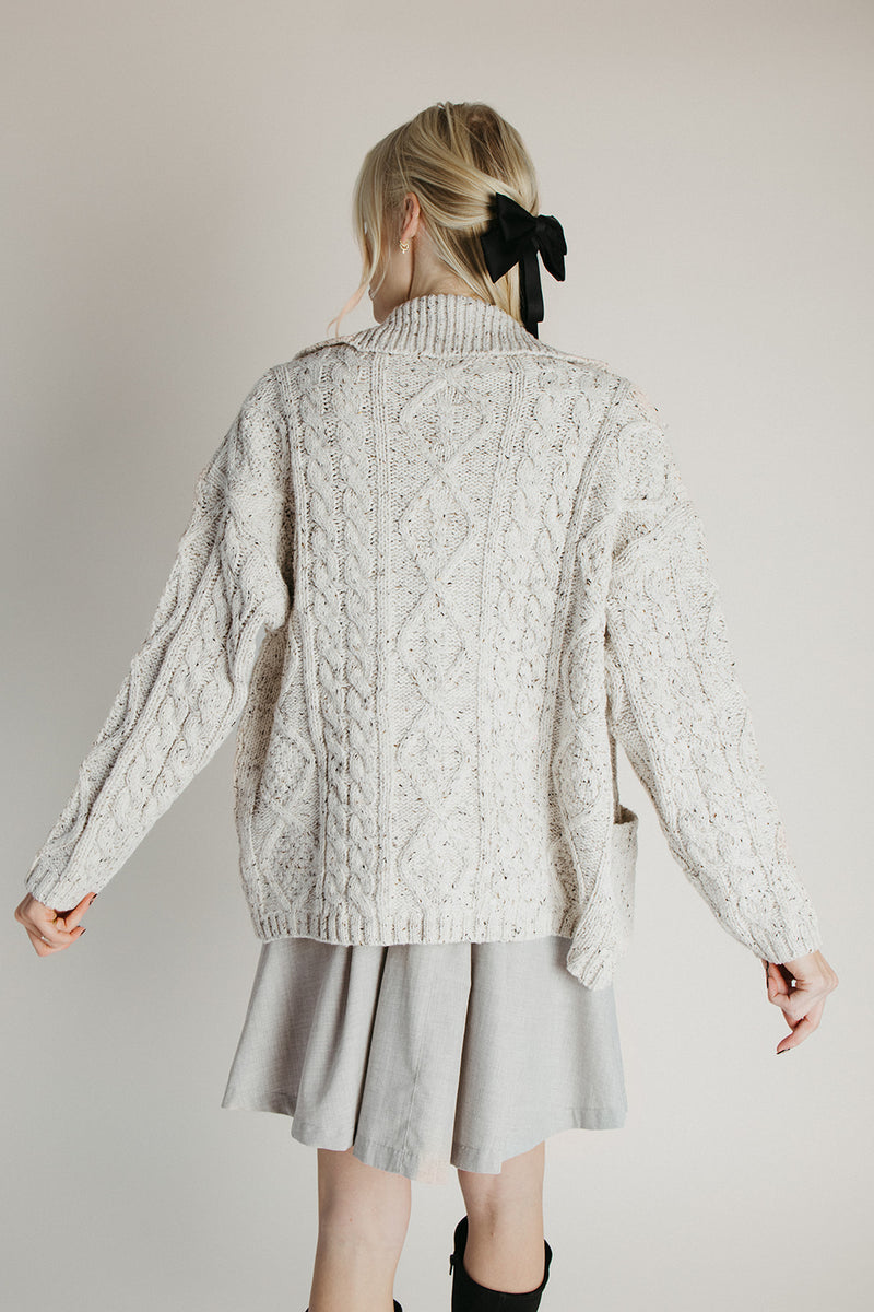 The Emmett Button-Up Knit Cardigan in Heather Grey