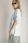 The Mila Flower Graphic Tee in Ivory + Navy