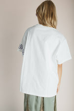 The Mila Flower Graphic Tee in Ivory + Navy