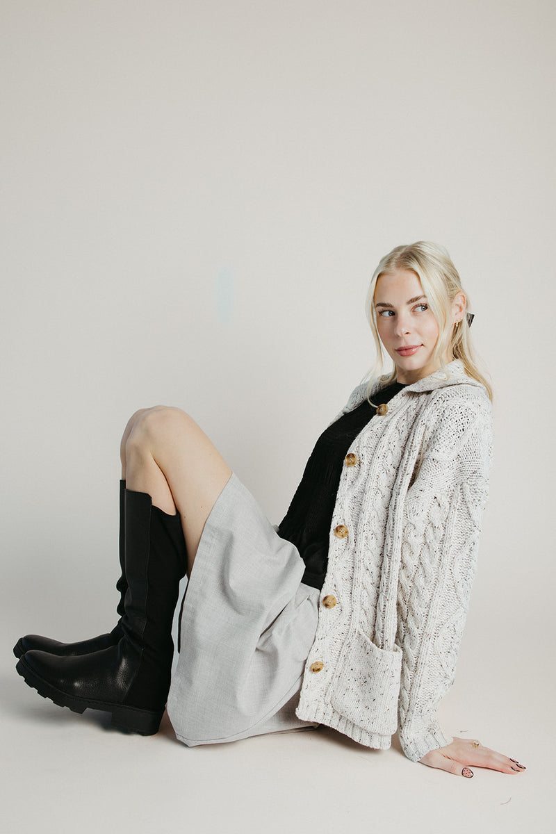 The Emmett Button-Up Knit Cardigan in Heather Grey