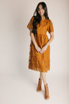 The Germaine Embroidered Overlay Midi Dress in Sienna