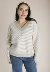 The Keesler Drop Shoulder Sweater in Ivory + Taupe