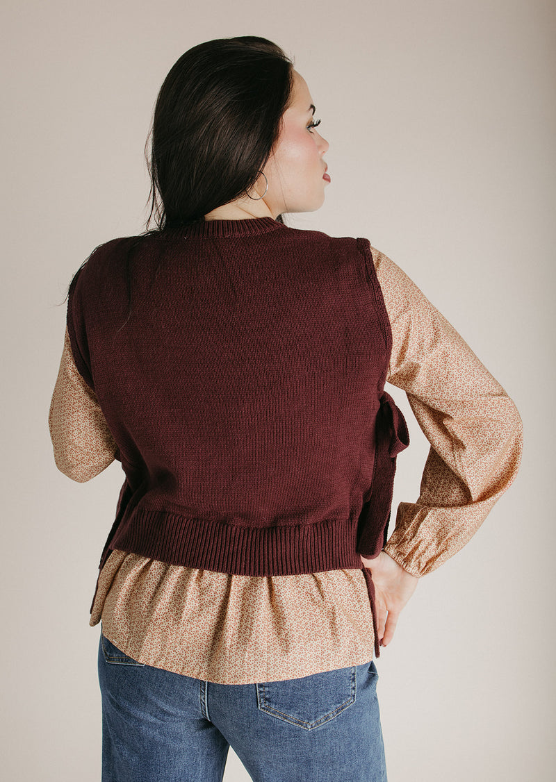 The Burch Side Tie Blouse in Brown Multi