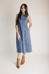 The Gleason Denim Midi Dress in Medium Wash