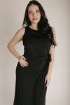 The Amary Draped Detail Midi Dress in Black