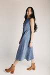 The Gleason Denim Midi Dress in Medium Wash