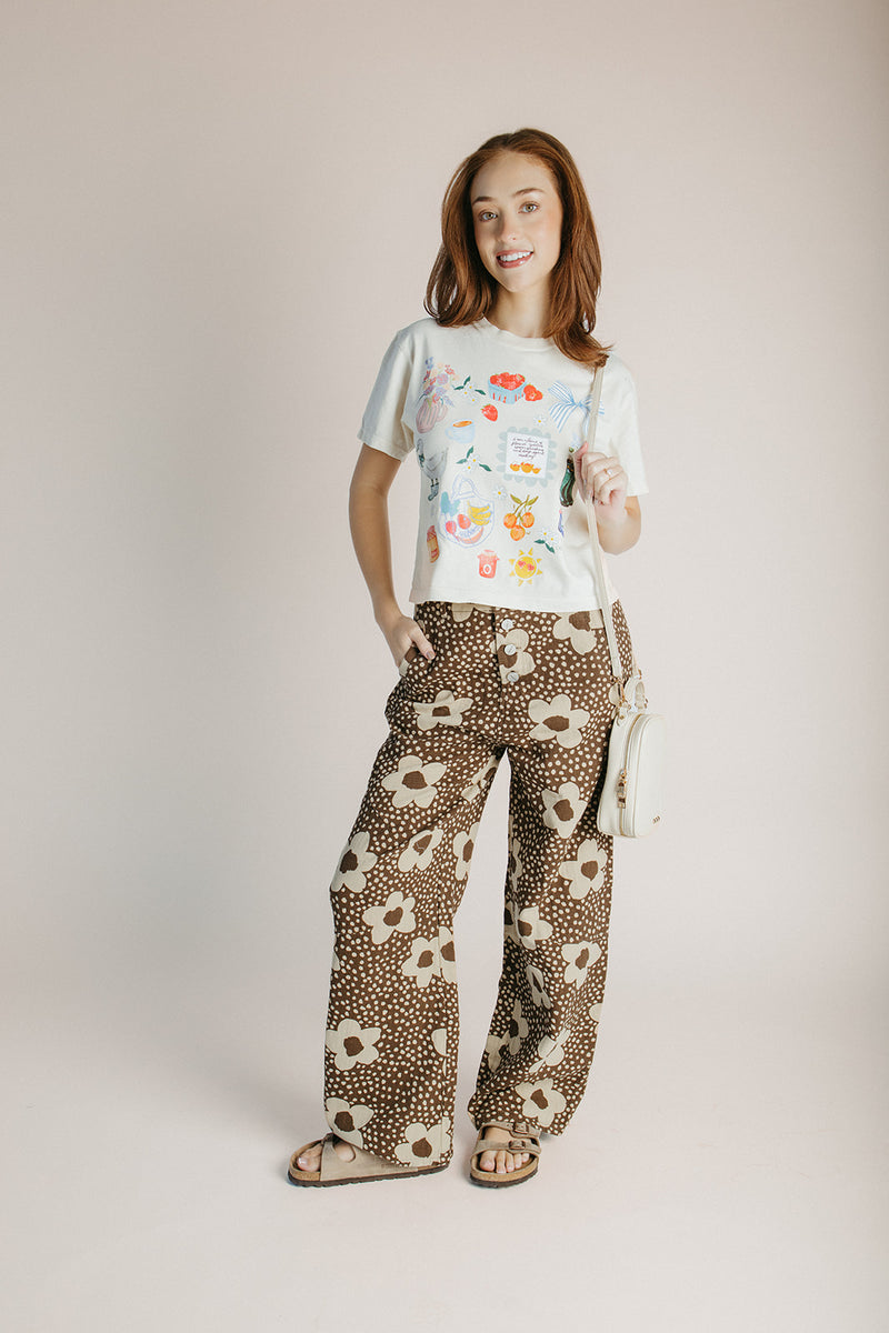 The Zundel Floral High Waisted Pant in Brown
