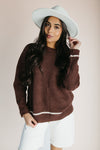 The Karina Contrast Sweater in Brown + Taupe