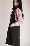 The Caffery Denim Overall Dress in Black