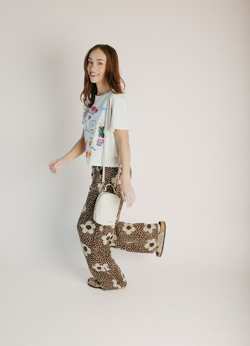 The Zundel Floral High Waisted Pant in Brown