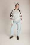 The Waymer Striped Half Zip Sweater in Cream Multi