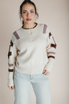 The Waymer Striped Half Zip Sweater in Cream Multi