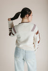 The Waymer Striped Half Zip Sweater in Cream Multi