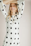 The Georgie Satin Dot Maxi Dress in Cream